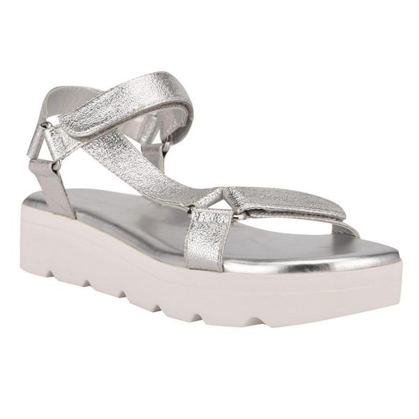 Nine West Bringly Silver Flat Sandals | Ireland 33A35-9Y57